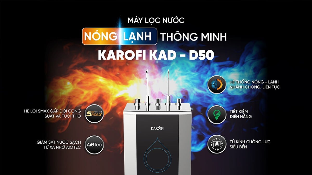 Máy lọc nước nóng lạnh thông minh Karofi KAD-D50