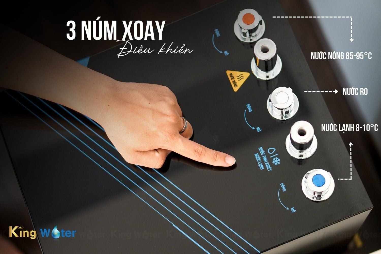 KAD-L68 trang bị 3 núm xoay màu theo từng chế độ lấy nước