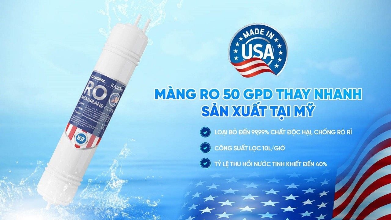 Lõi lọc RO 50 GPD thay nhanh sản xuất tại Mỹ