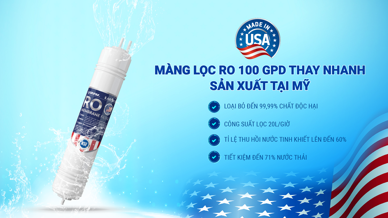Màng RO 100 GPD thay nhanh Purifim sản xuất tại Mỹ