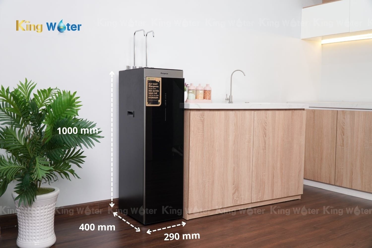 Máy lọc nước Kangaroo Hydrogen KG11A16 sở hữu kích thước gọn gàng, dễ đặt mọi vị trí