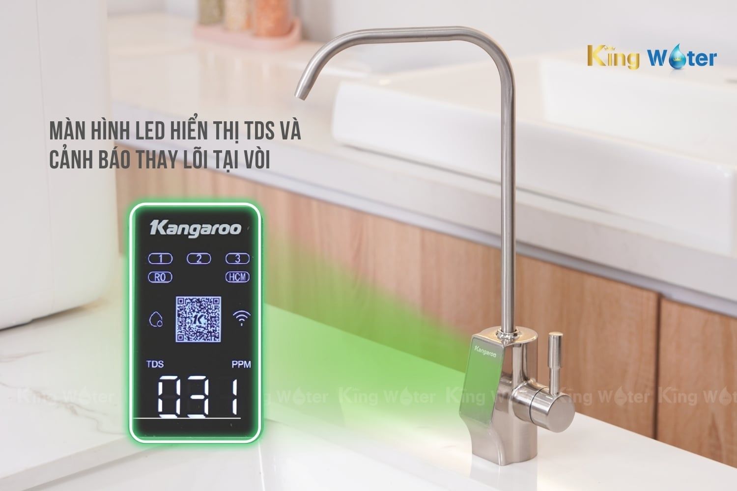 Kangaroo KG400US tích hợp vòi nước cao cấp có màn hình LED