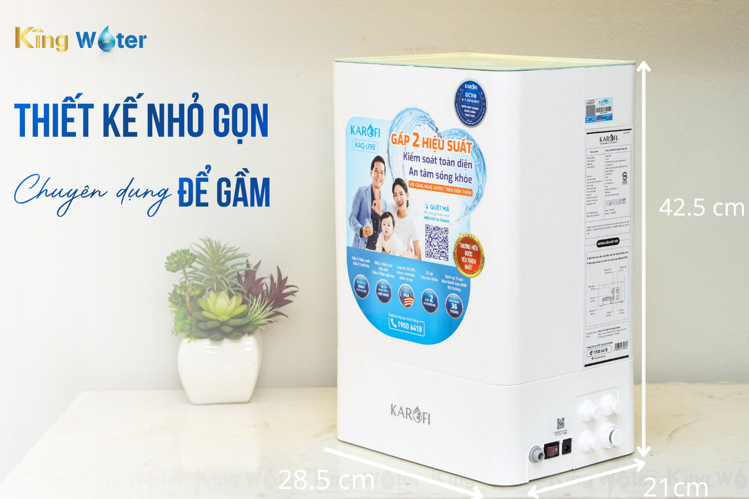 Máy lọc nước RO Hydrogen KAQ-U98 thiết kế nhỏ gọn