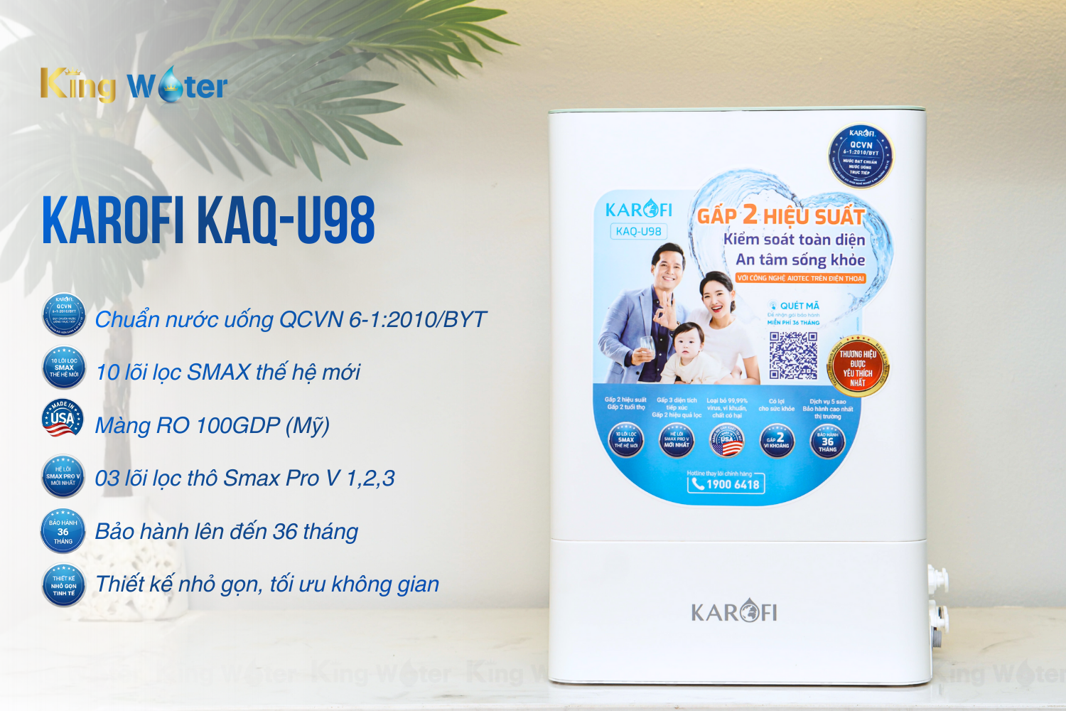 An tâm sống khỏe với RO Hydrogen Karofi KAQ-U98
