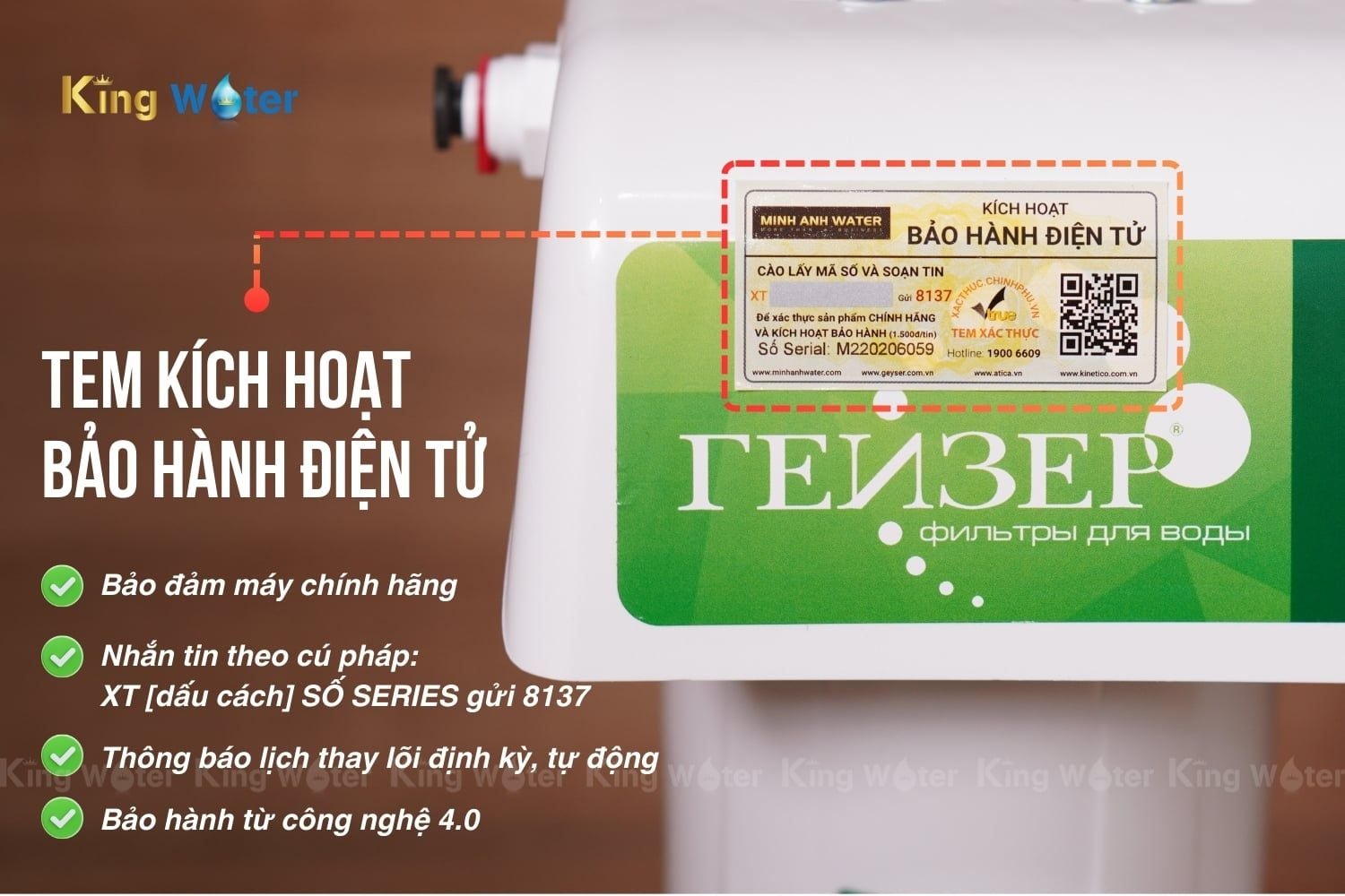 Kiểm tra máy Geyser Ecotar 4 chính hãng qua tin nhắn tổng đài