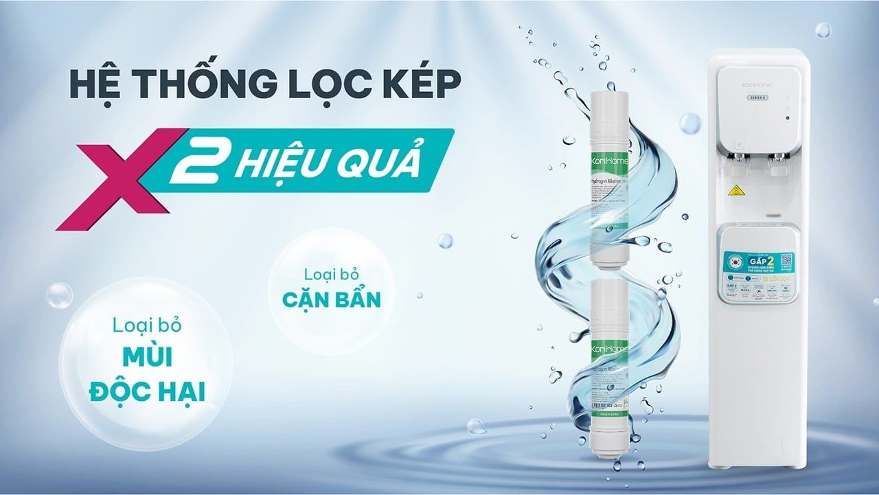 Hệ thống lọc kép 2 lần - Gấp đôi hiệu quả loại bỏ cặn bẩn và mùi độc hại