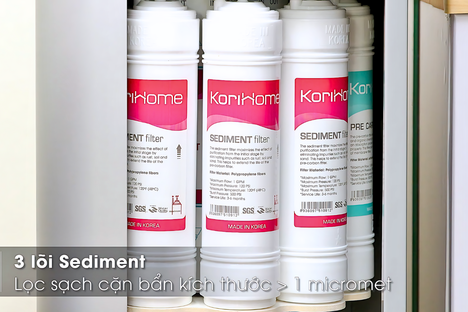 03 lõi Sediment lọc cơ học tạp chất có kích thước trên 1 micron