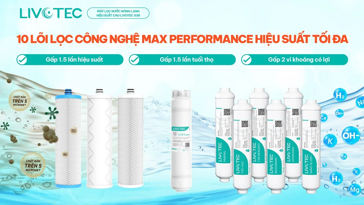 Máy Lọc Nước RO Nóng Lạnh Nguội Livotec 638 | Để Gầm 10 Lõi