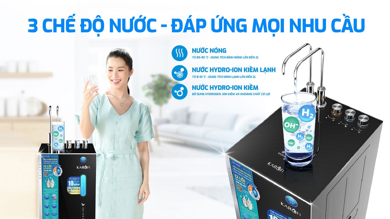 Máy&nbsp;lọc nước&nbsp;SA8 PREMIUM với&nbsp;3&nbsp;chế độ nước đa dạng với mọi nhu cầu sử dụng