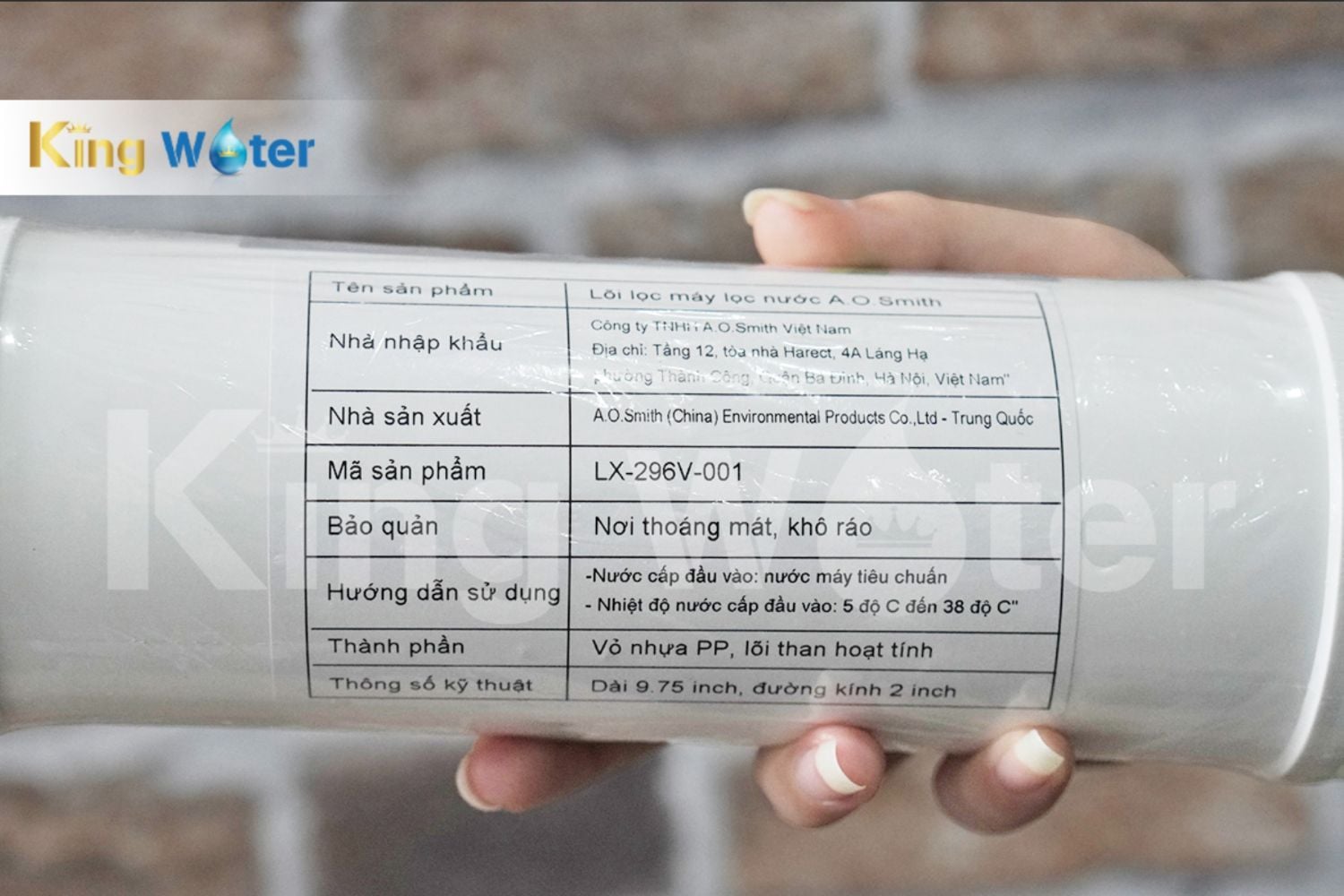 Thông số kỹ thuật của lõi lọc PAC (Mã số LX-296V-001)
