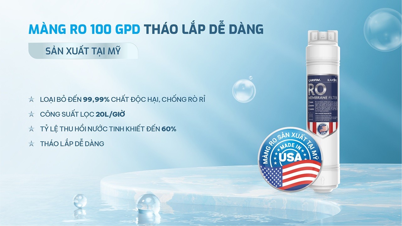 Màng RO 100GPD tháo lắp dễ dàng sản xuất tại Mỹ