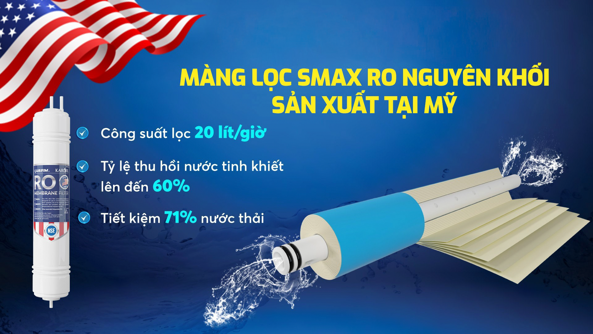 Màng RO Purifim 100gpd – Nhập khẩu từ Mỹ loại bỏ 99% vi khuẩn