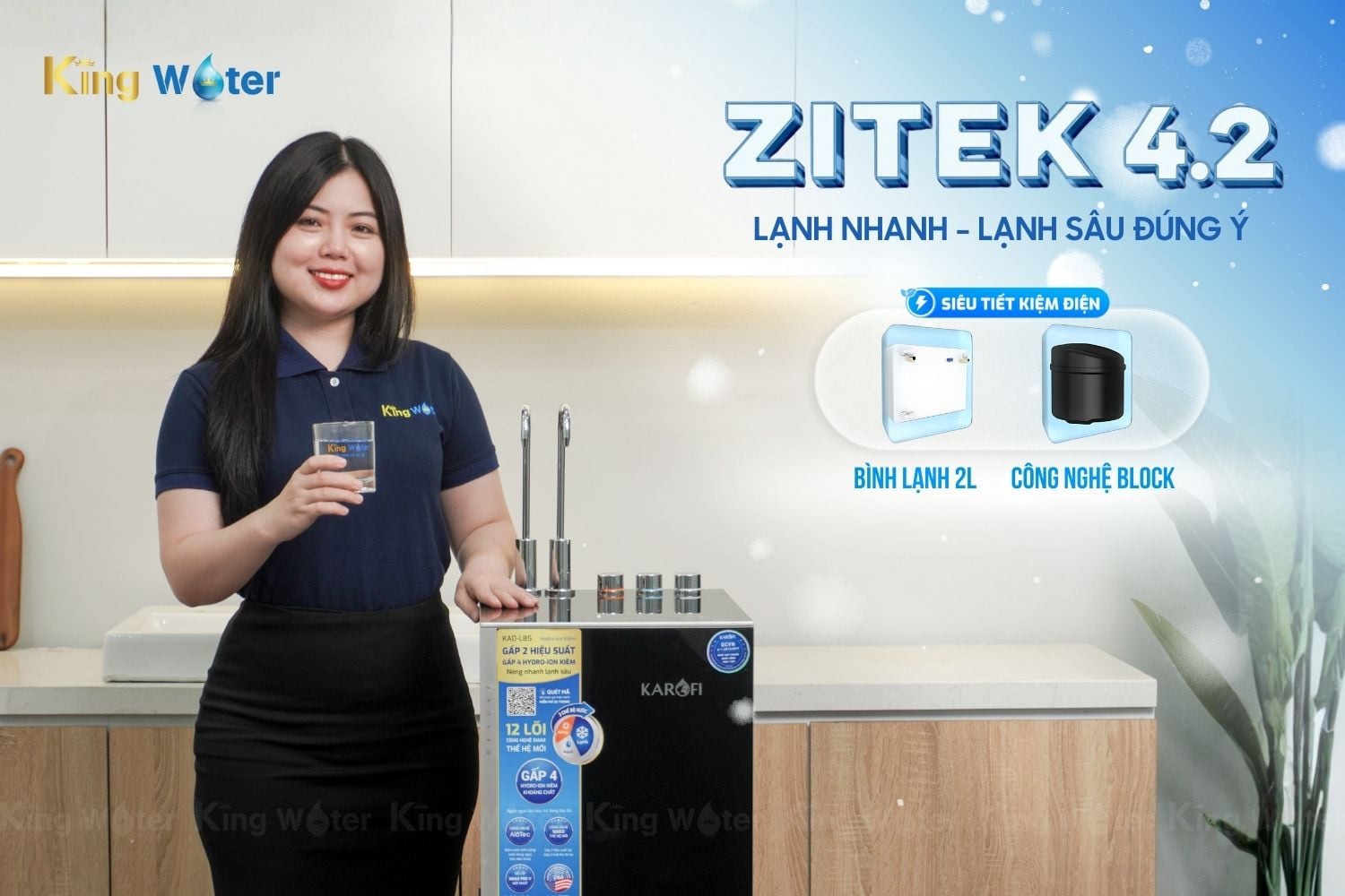 Máy Karofi KAD-L85 tích hợp công nghệ Zitek 4.2 và Block làm lạnh sâu