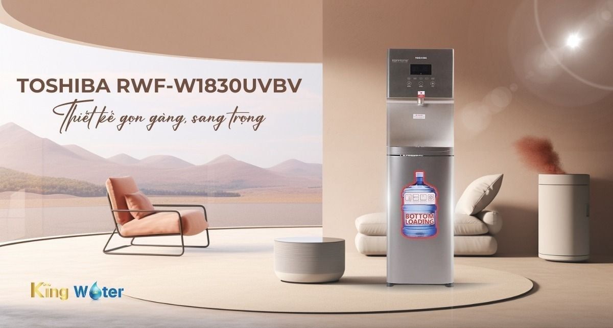 Máy làm nóng lạnh Toshiba thiết kế cây đứng gọn gòng, màu sắc đa dạng