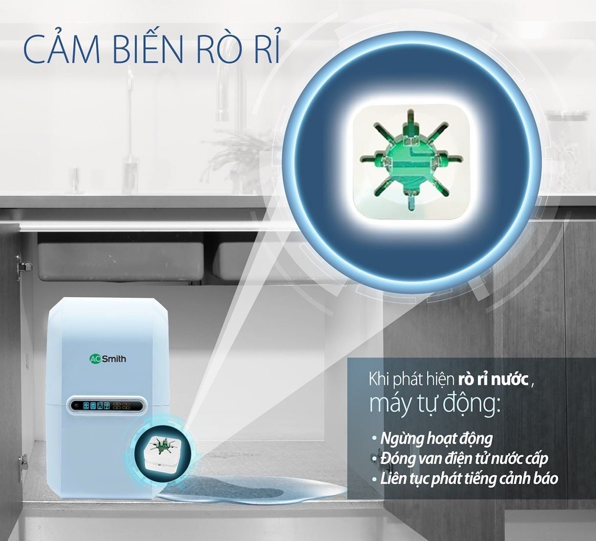 Ao Smith G1 trang bị cảm biến rò rỉ nước đảm bảo an toàn cho bạn