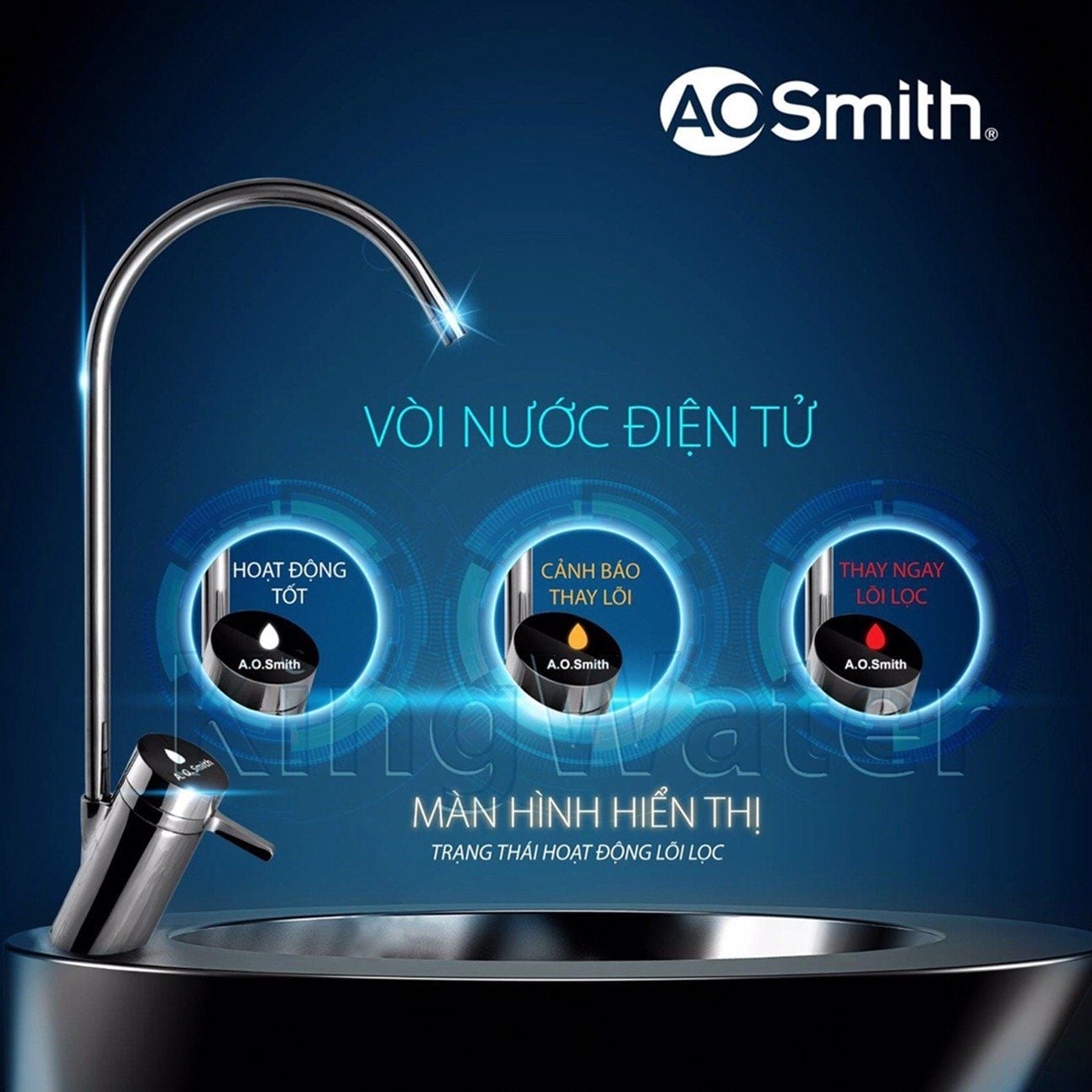 Vòi nước điện tử hiển thị thông tin về quá trình lọc