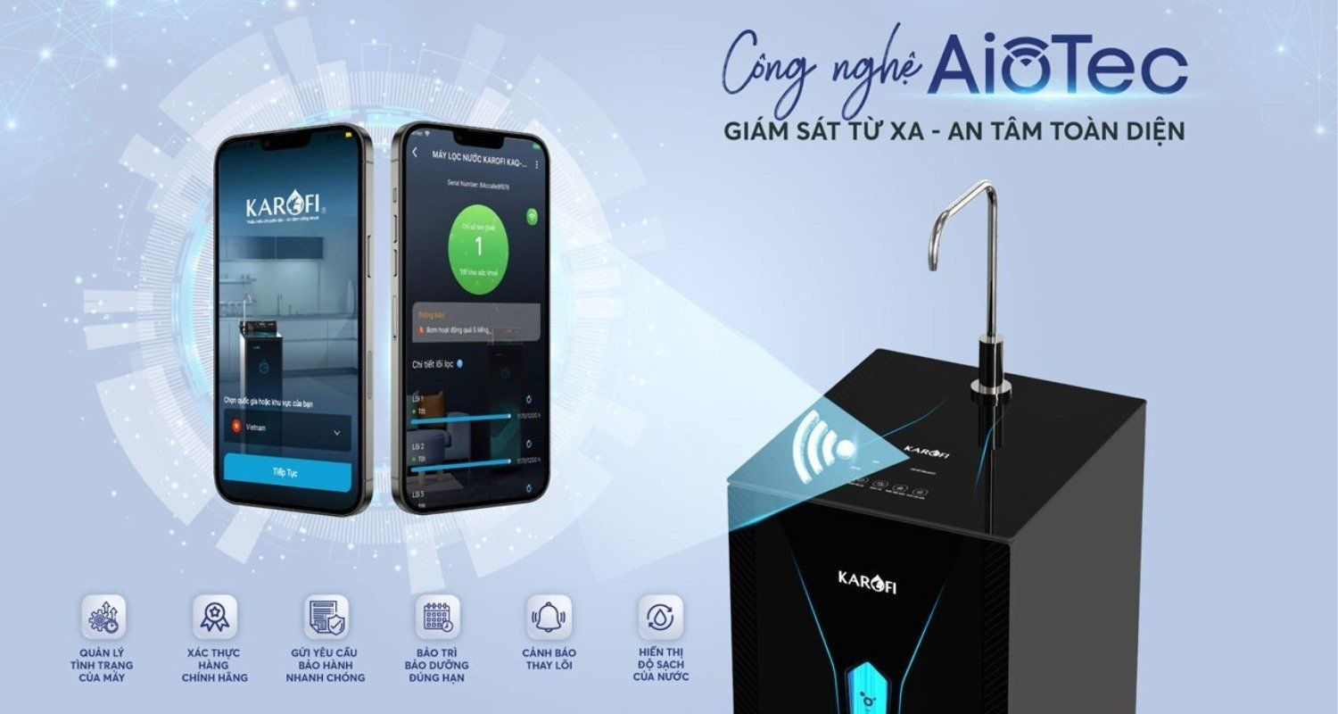 Công nghệ Alotec cho phép giám sát máy lọc nước Karofi KAE-S65 từ xa bằng điện thoại