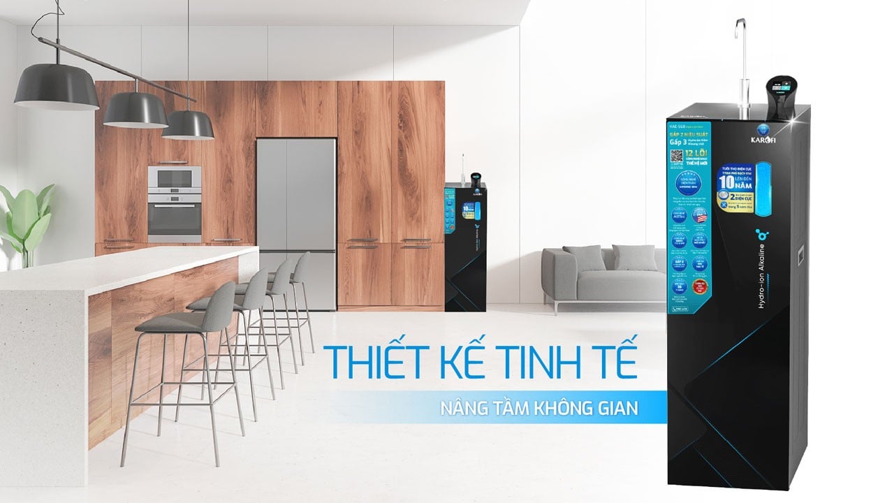Máy lọc nước Hydro-ion kiềm&nbsp;Karofi KAE-S68 thiết kế sang trọng, tinh tế