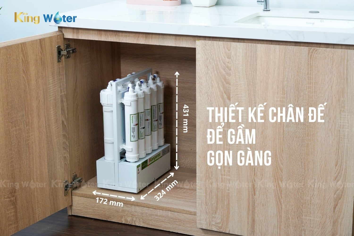 Máy lọc nước Kangaroo KGHP66 đặt gầm, âm tủ gọn gàng