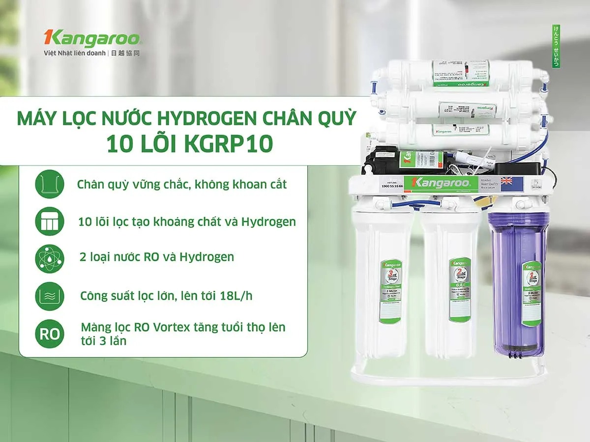 Máy lọc nước Kangaroo Hydrogen chân quỳ KGRP10 10 lõi