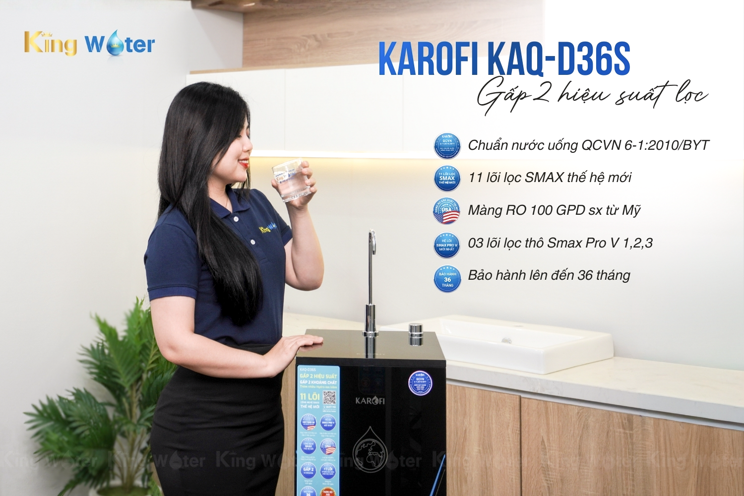Máy lọc nước Karofi KAQ-D36S lọc sạch vượt trội - An tâm sử dụng