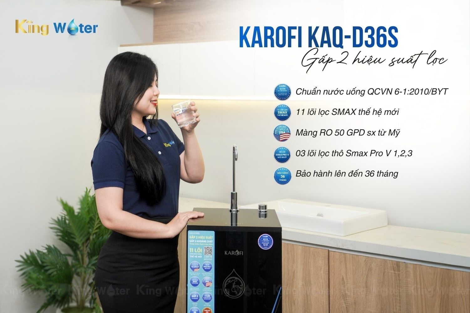Máy lọc nước Karofi KAQ-D36S lọc sạch vượt trội - An tâm sử dụng
