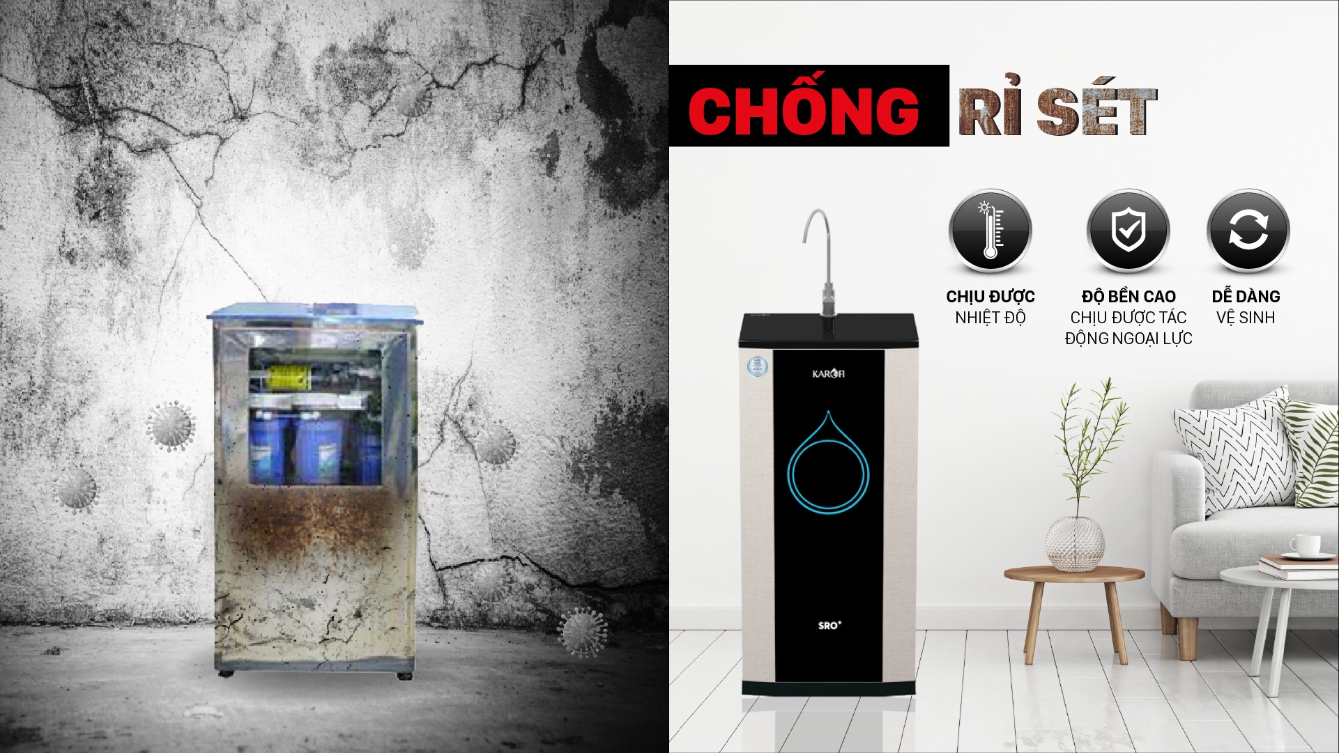 Máy Karofi KSI90 Plus ở hữu chất liệu cao cấp chống rỉ sét