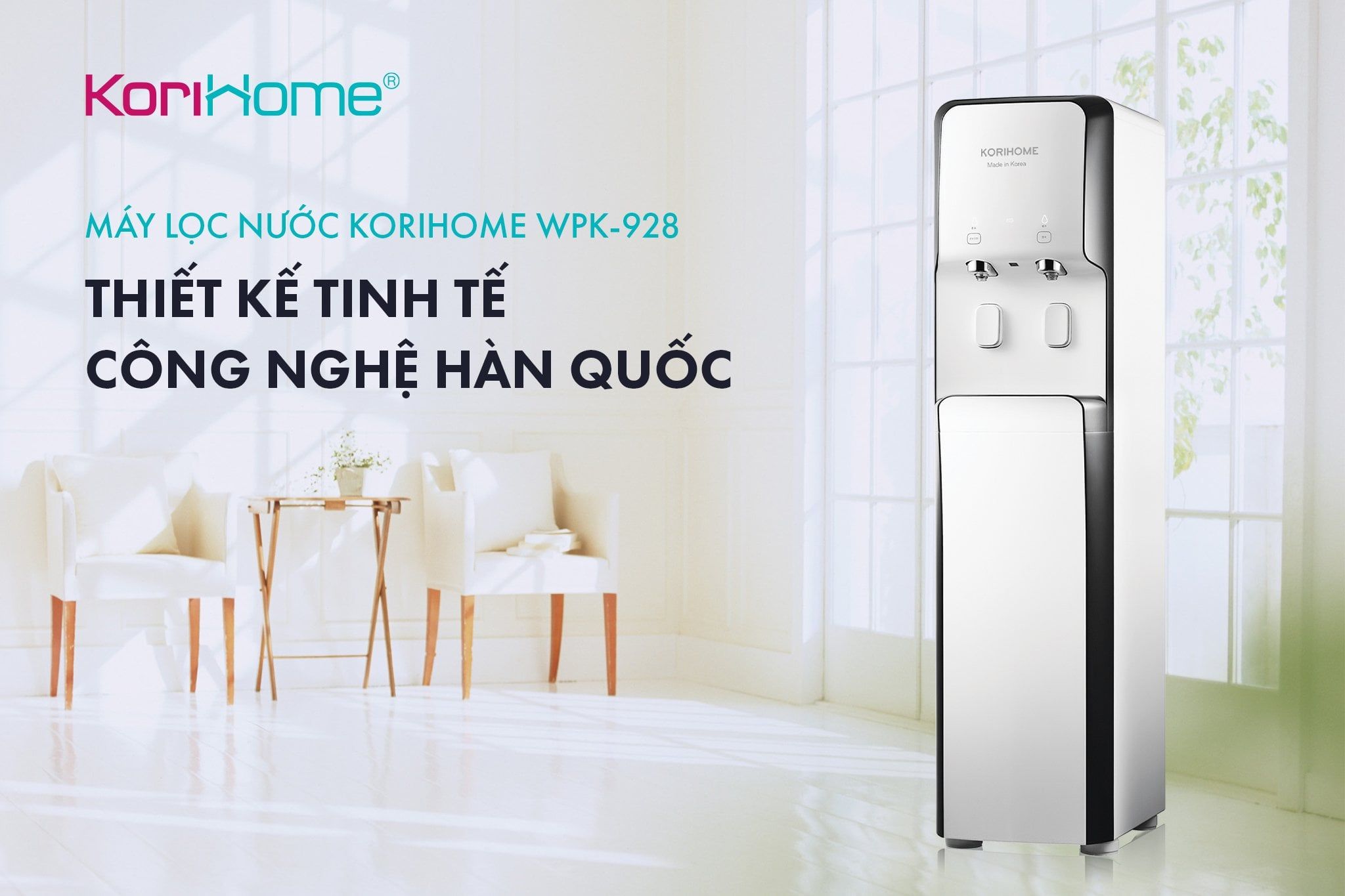 Máy lọc nước Korihome WPK-928 phong cách Hàn Quốc, hiện đại