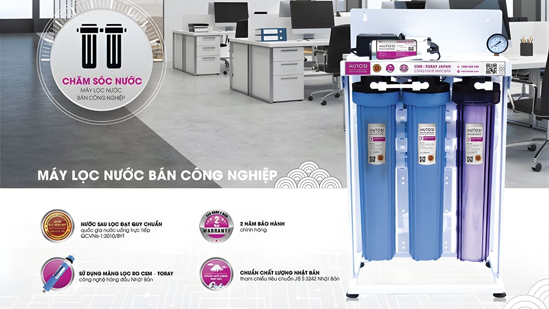 Máy lọc nước bán công nghiệp Mutosi phù hợp với nhu cầu sử dụng nước cao
