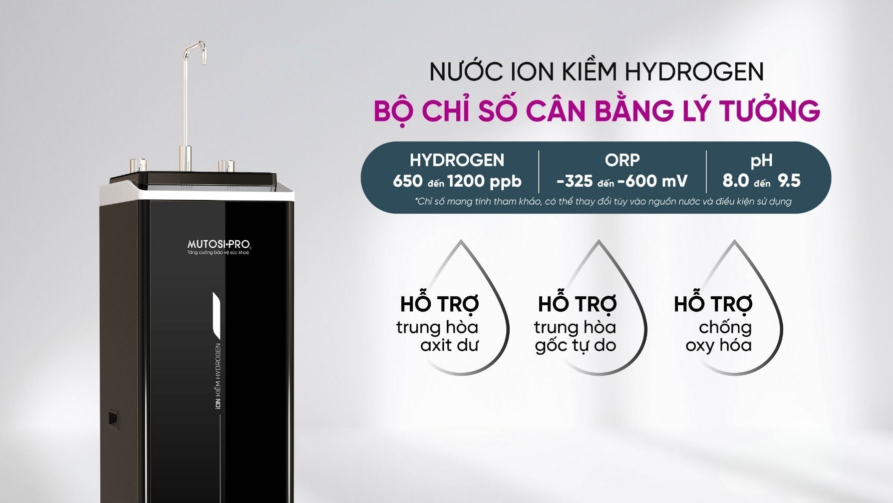 Máy lọc nước ion kiềm Mutosi - Trung hòa axit trong cơ thể