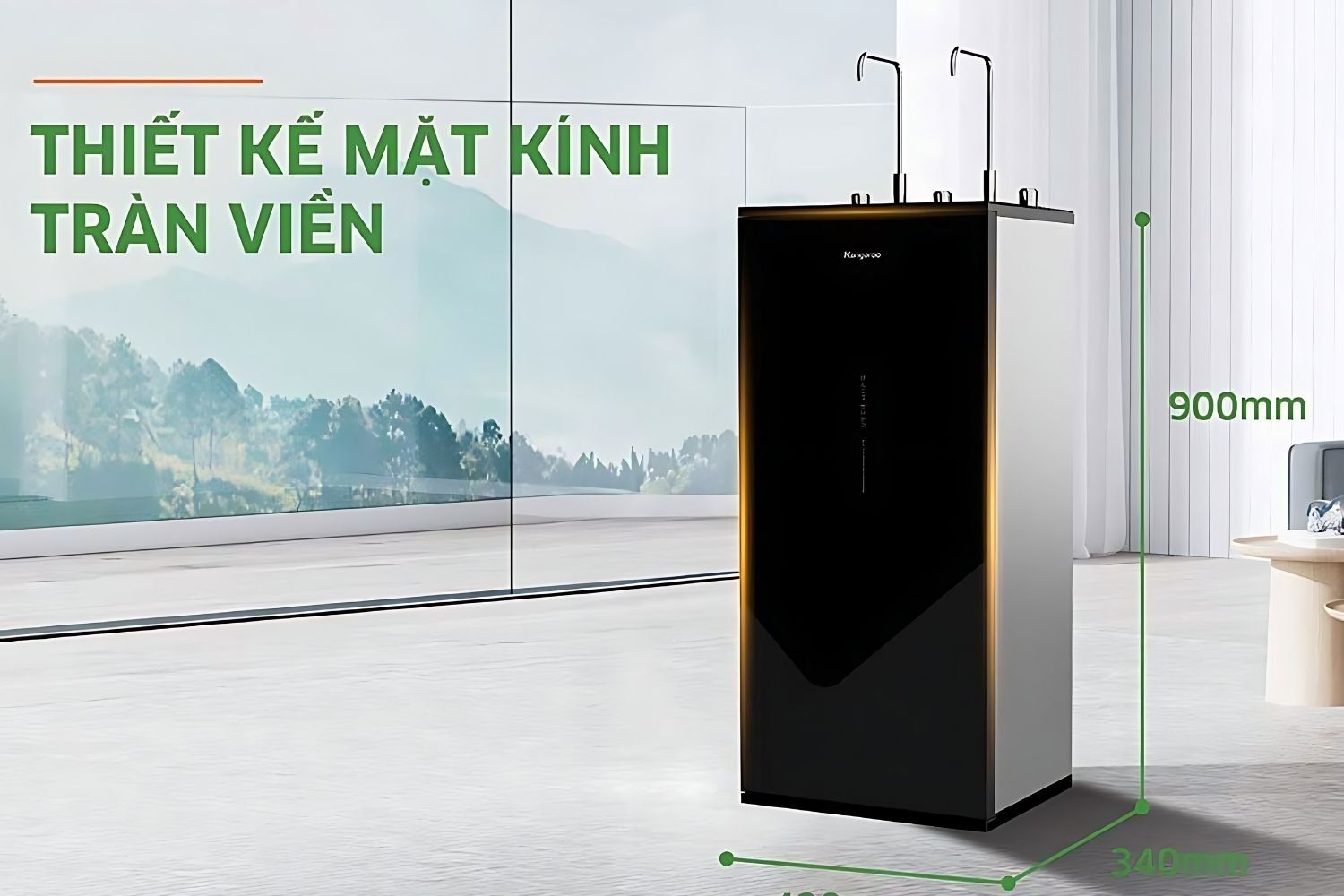 Thiết kế dạng tủ đứng hiện đại, màu trắng kết hợp đen sang trọng