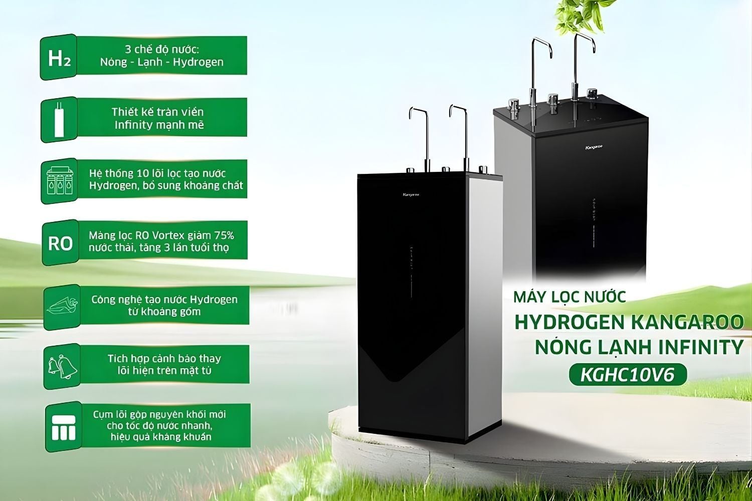 Cụm lõi lọc gộp nguyên khối giúp tăng gấp đôi hàm lượng Hydrogen và hiệu quả kháng khuẩn