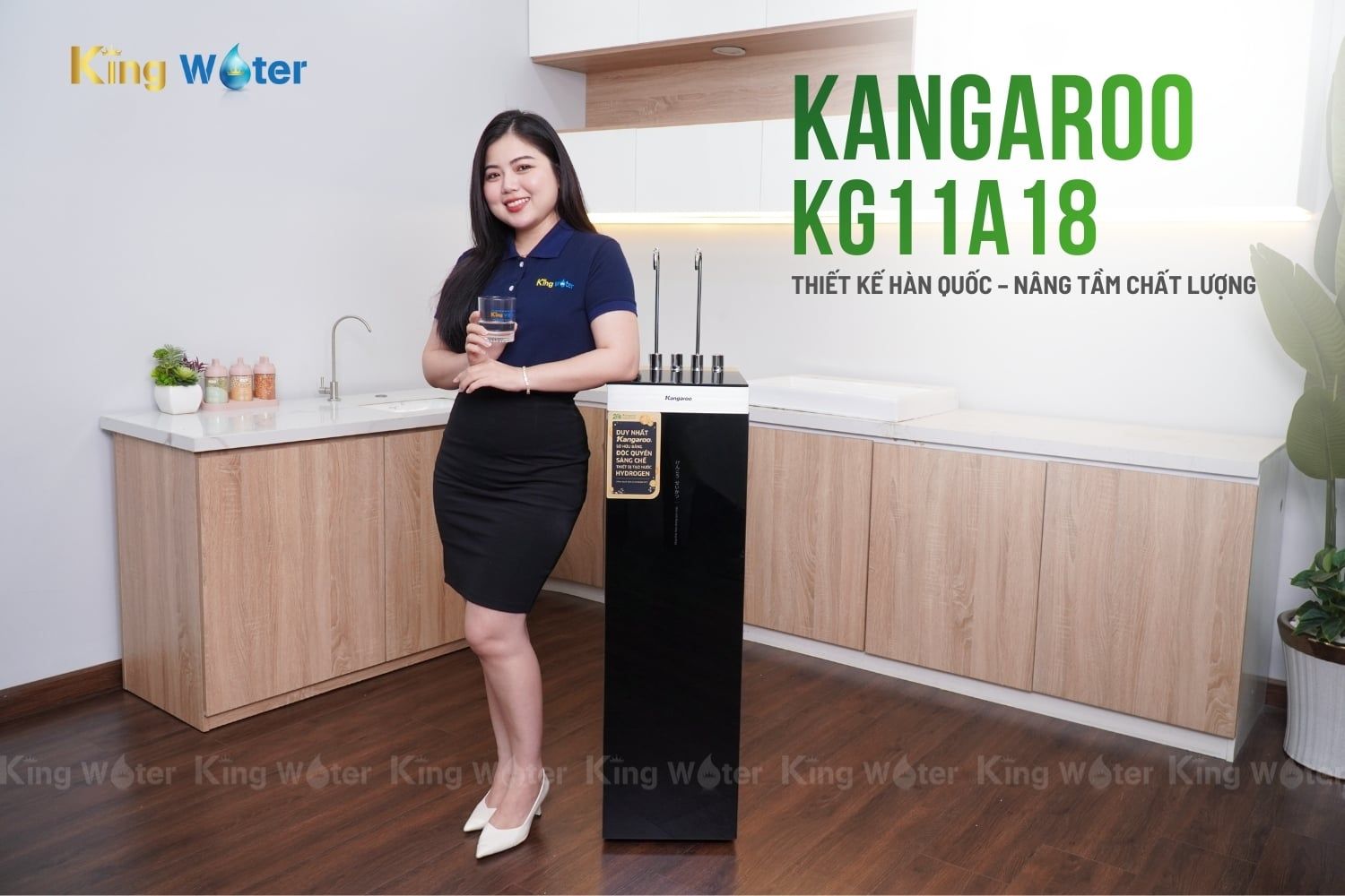 Máy lọc nước nóng lạnh Kangaroo KG11A18 có thiết kế tối giản, tinh tế