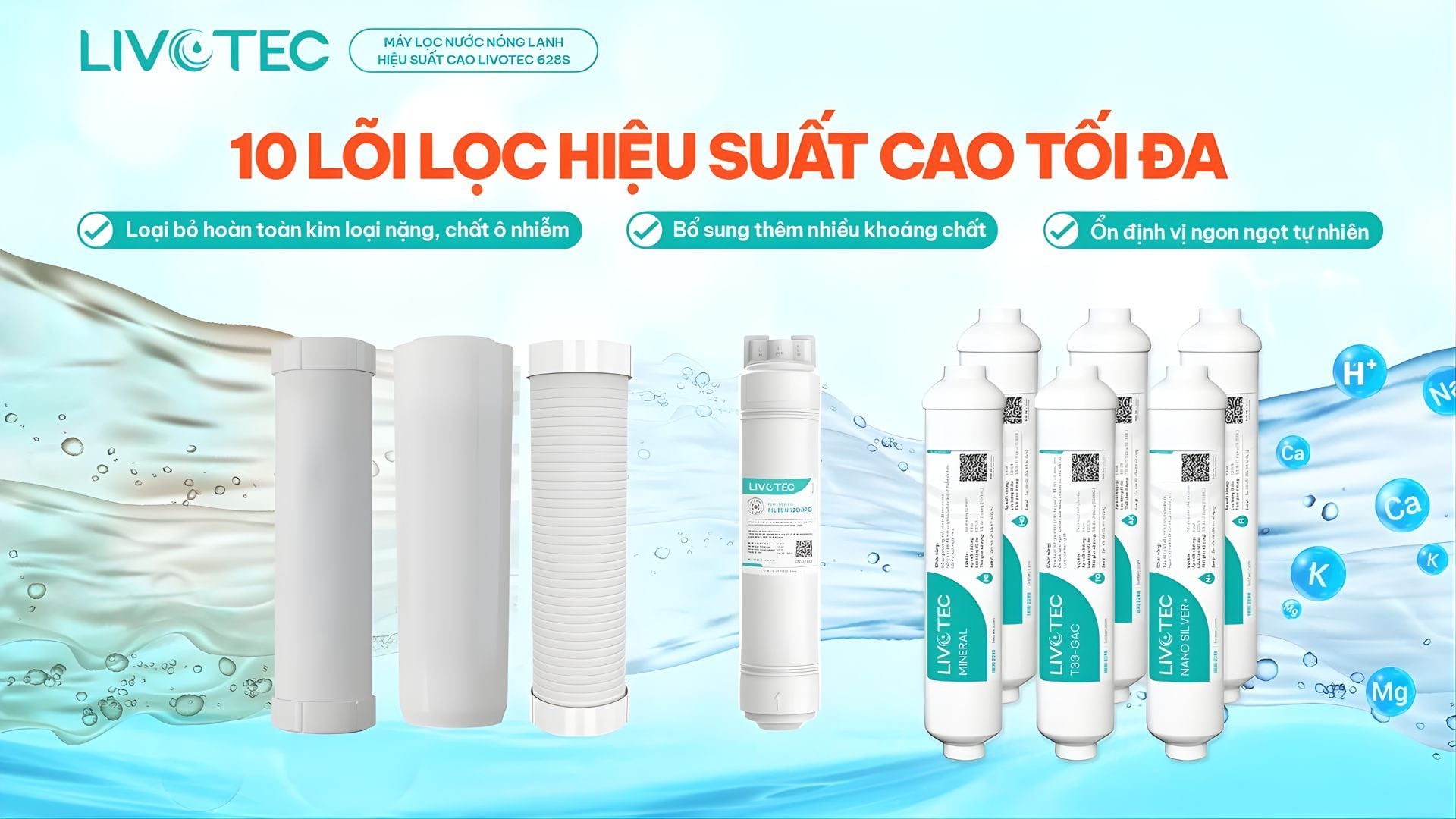 Máy lọc nước LIVOTEC 628s sở hữu 10 lõi lọc công nghệ cao