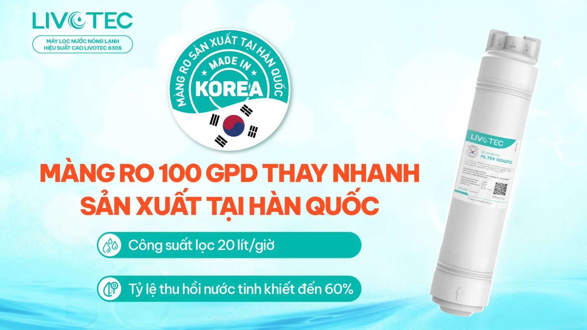 Lõi RO Hàn Quốc - Loại bỏ các tạp chất gây hại trong nước