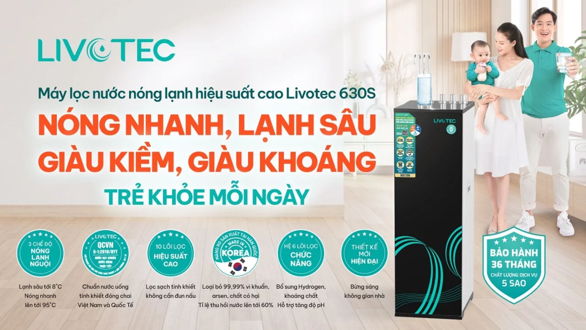 Livotec 630S - Nóng nhanh, lạnh sâu - Giàu kiềm, giàu khoáng
