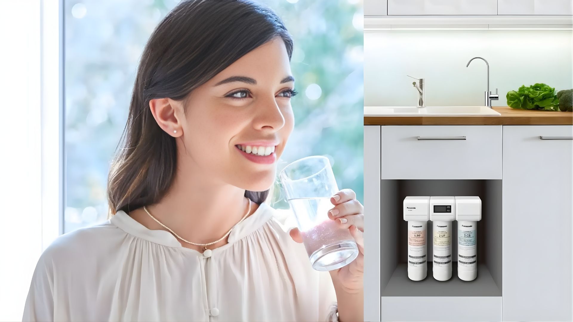 Máy lọc nước UF Panasonic thiết kế nhỏ gọn, lắp âm tủ