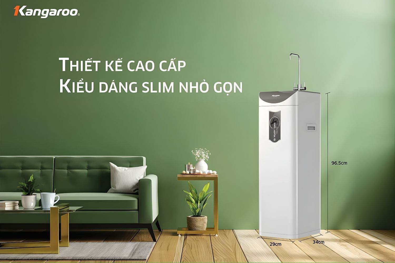Kiểu dáng SLIM, nhỏ gọn hơn 50% so với các máy lọc nước trên thị trường