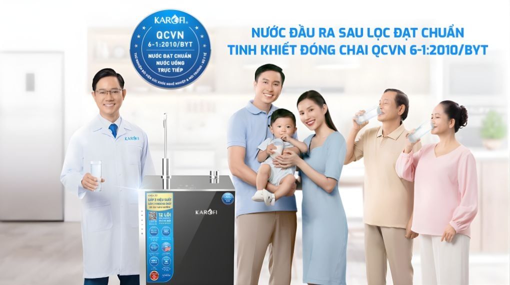 Nước sau lọc tại vòi đạt chuẩn nước uống tinh khiết đóng chai