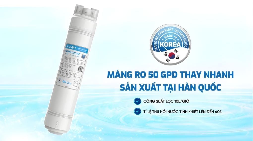 Màng lọc RO 50 GPD thay nhanh sản xuất tại Hàn Quốc