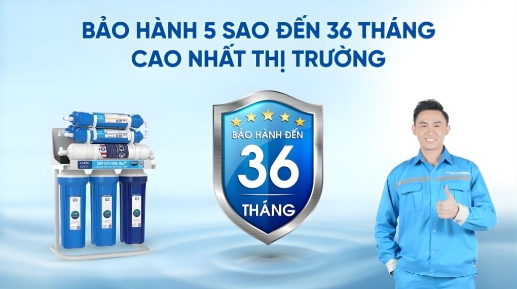 Máy lọc nước RO Karofi KHY-TN99 được bảo hành đến 36 tháng