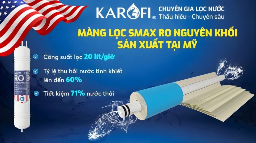 Màng lọc Smax RO nguyên khối xuất xứ Mỹ hoạt động mạnh mẽ