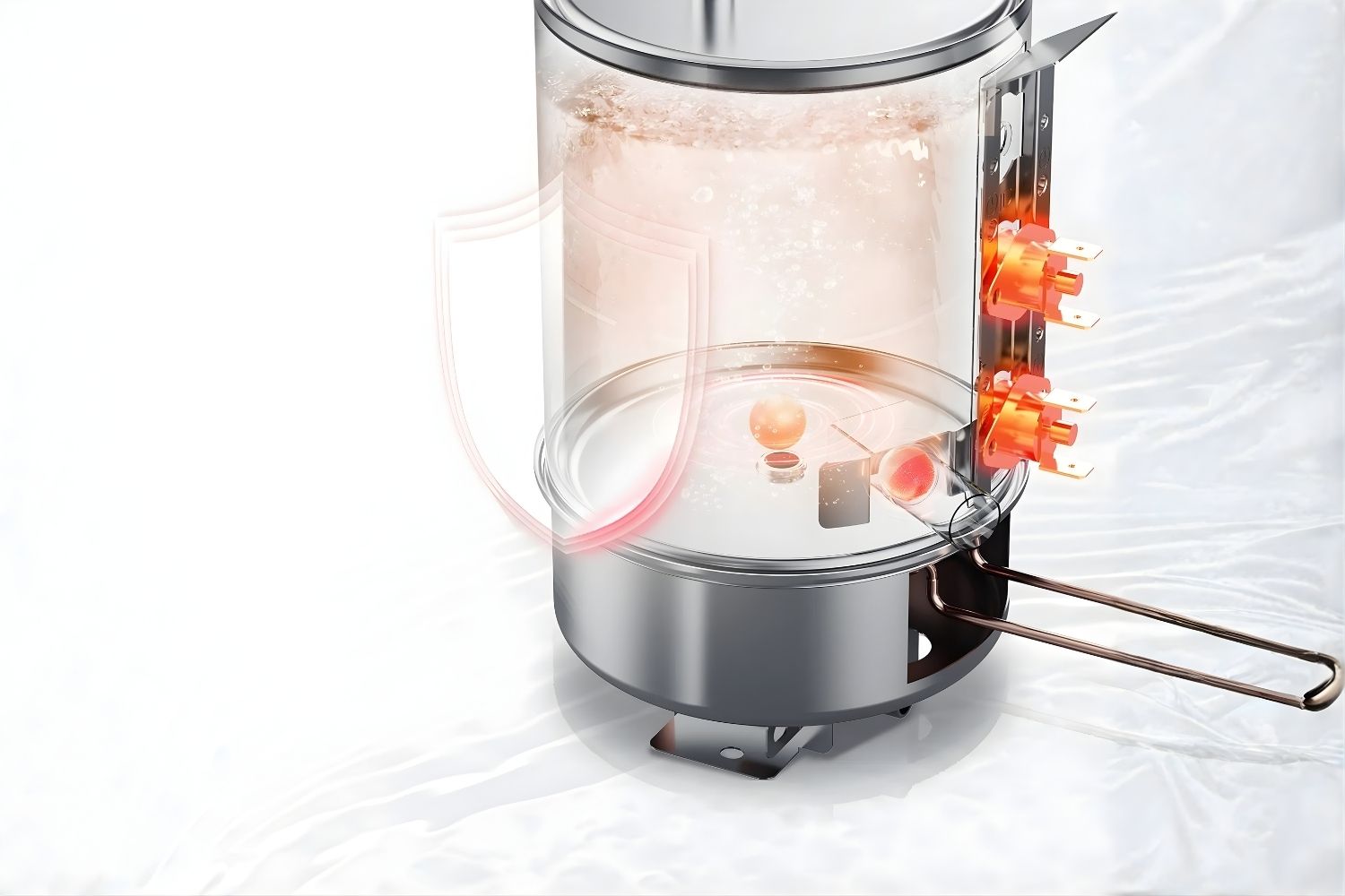 Bộ phận gia nhiệt được đặt ở đáy bình, làm nóng nước đều theo cách đáng tin cậy và an toàn