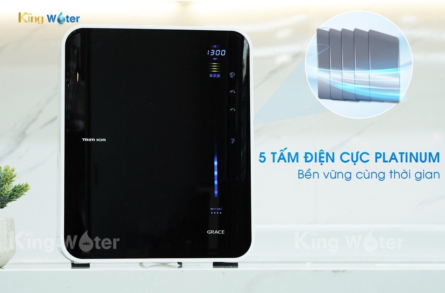 Trang bị 5 tấm điện cực Titan phủ Platinum