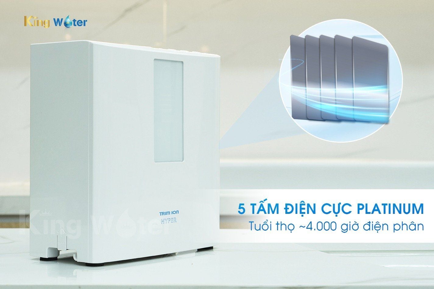 Trim iON Hyper trang bị 5 tấm điện cực Titan phủ Platinum siêu bền