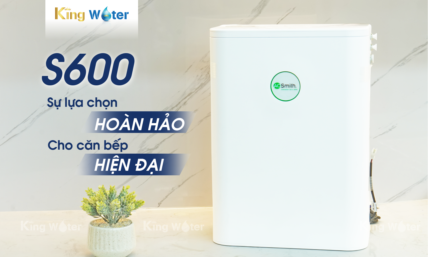 Máy lọc nước AO Smith S600 thiết kế tối giản, hiện đại