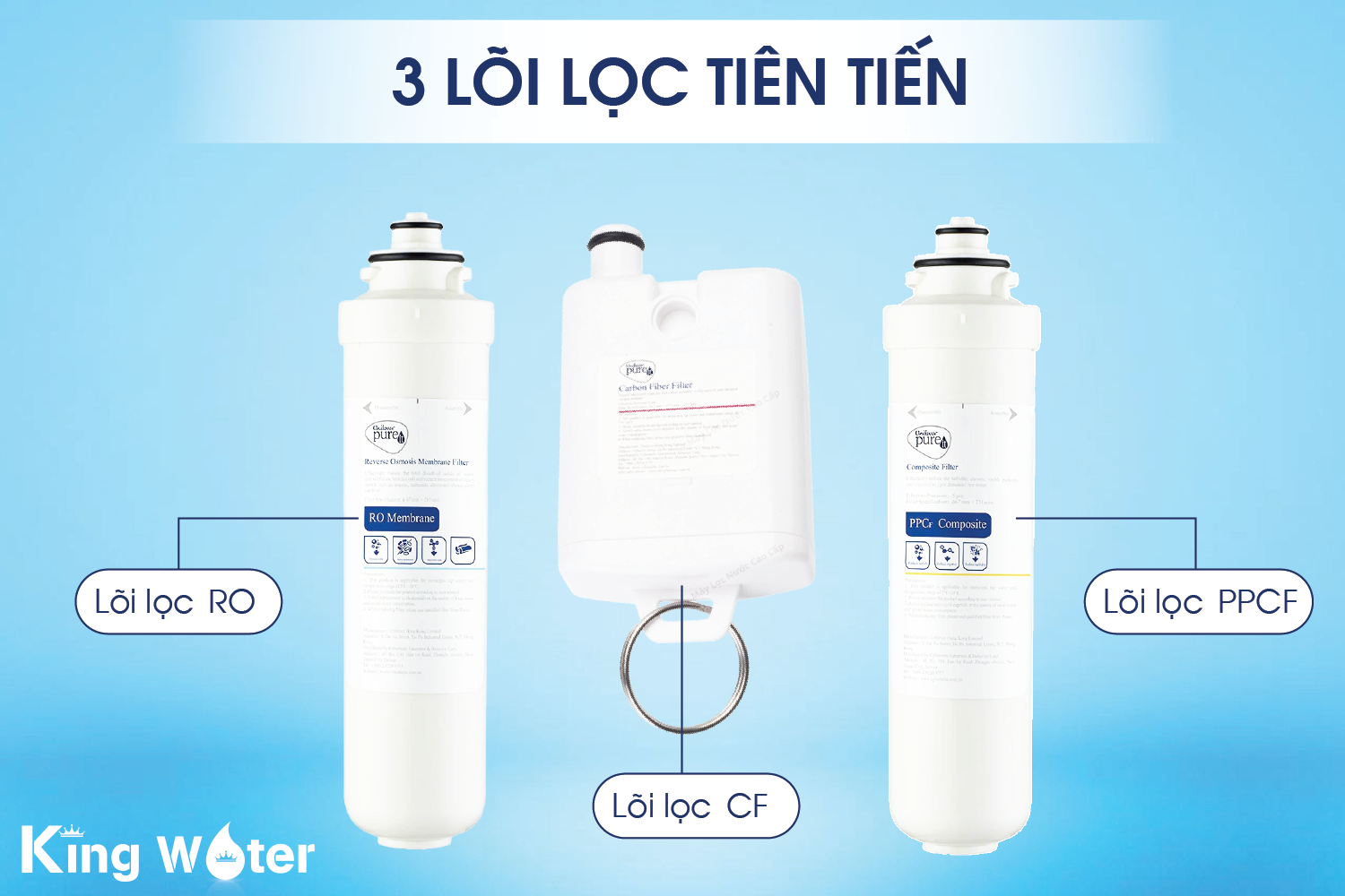 3 lõi lọc tiên tiến và 4 bước lọc tiêu chuẩn
