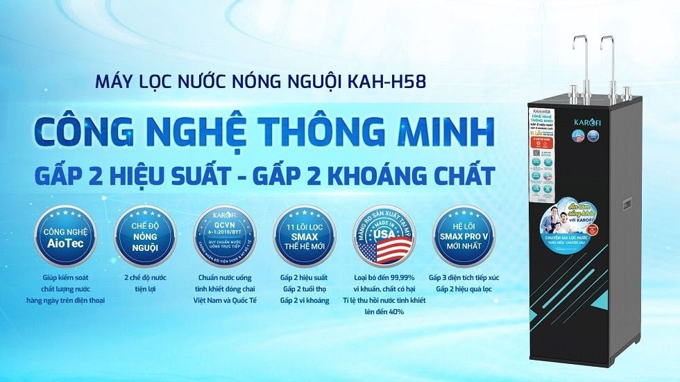 Máy lọc nước nóng nguội Karofi KAH-H58 chính hãng