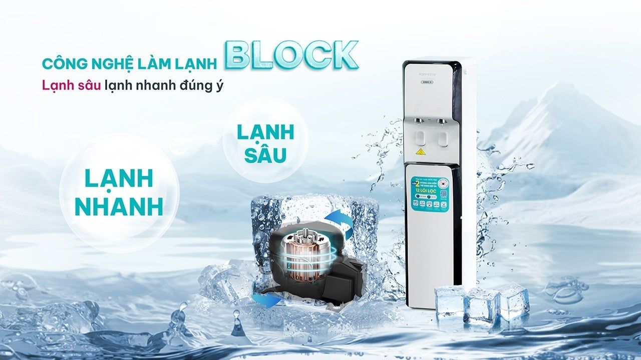 Trang bị công nghệ làm lạnh nhanh Block cho máy lọc nước Korihome WPK-968