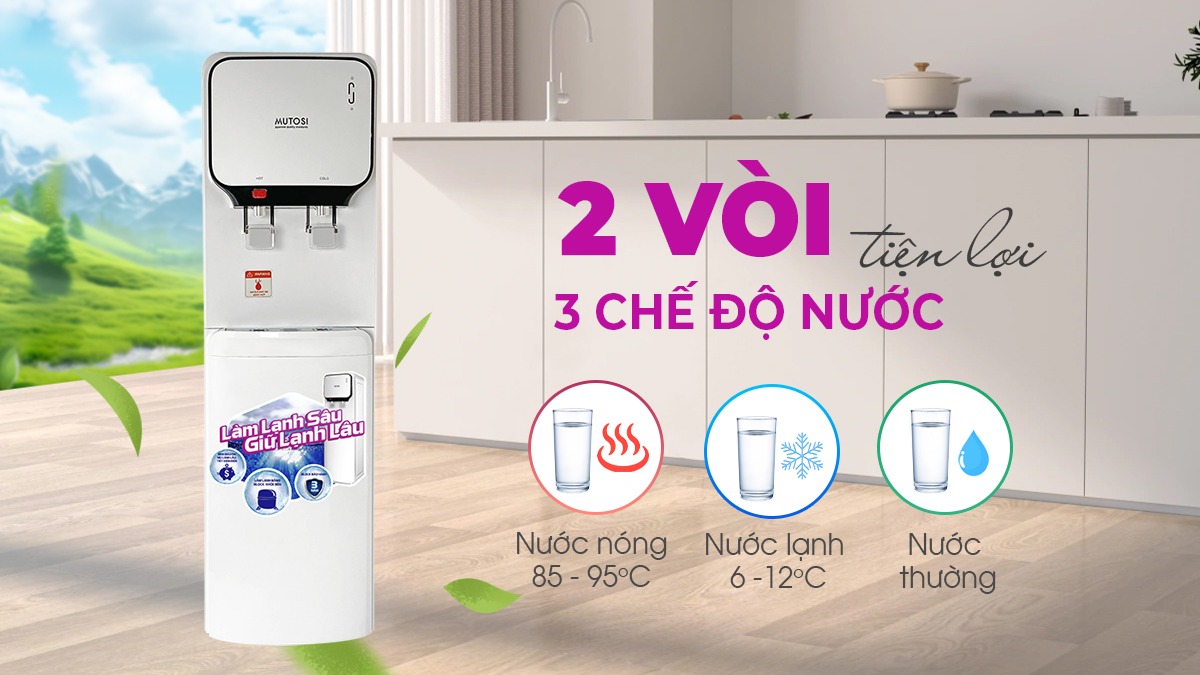 Mutosi MD-250 mang lại 2 loại nước nóng - lạnh tiện nghi